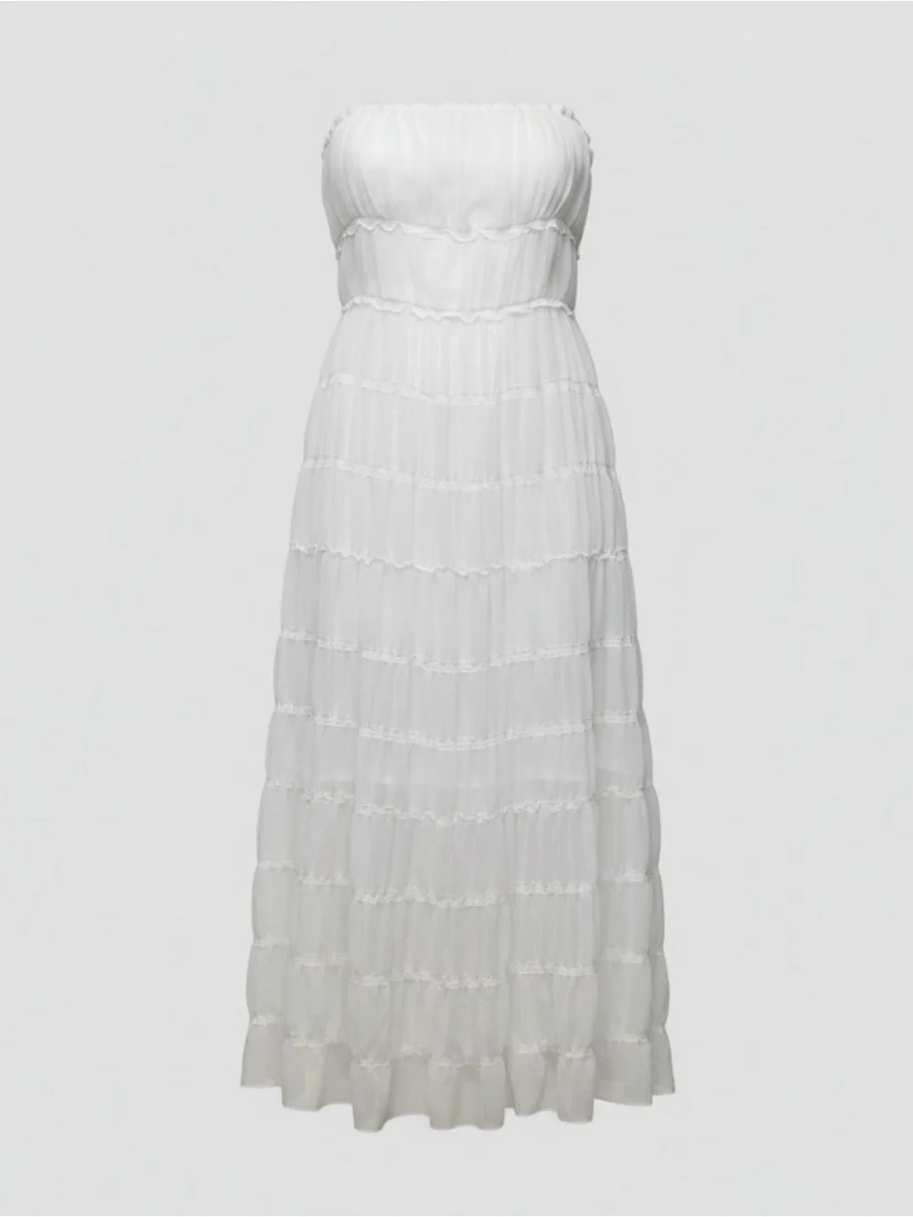 Abercrombie White Tiered Maxi Dress